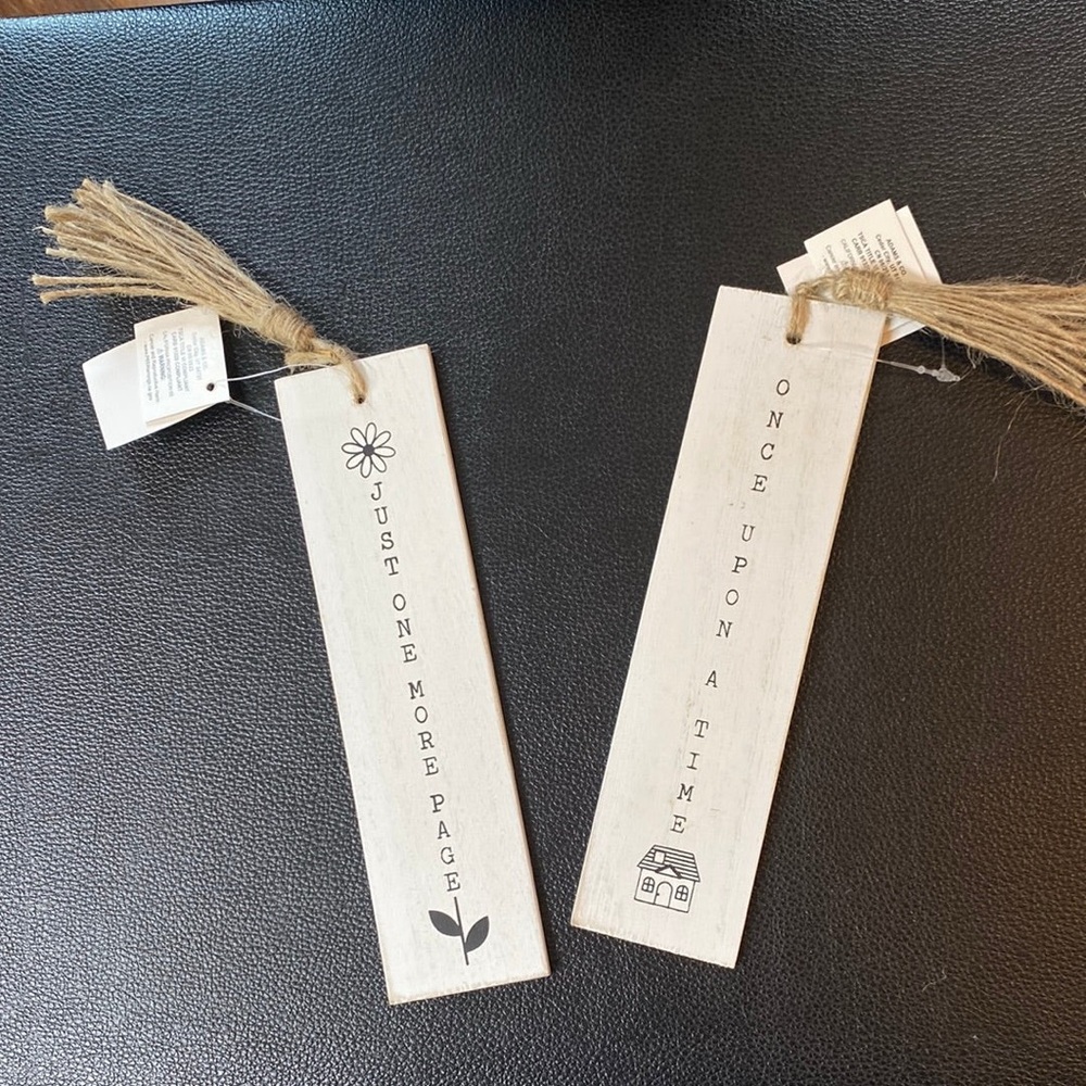 White Wooden Bookmarks with Tassels